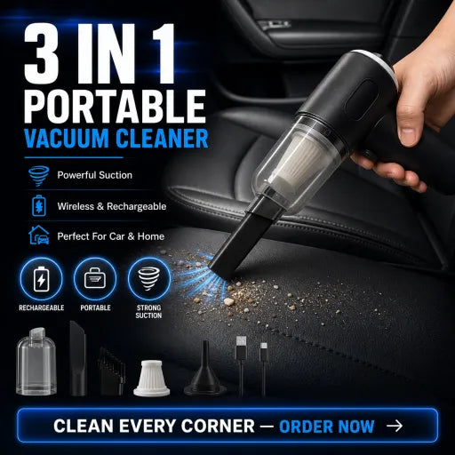 3-in-1 Portable Vacuum Cleaner | Car, Sofa & Home Use