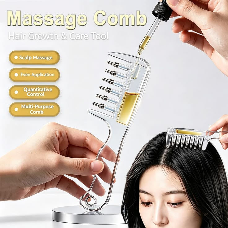 Crystal Scalp Oil Comb – Essential Oil Guide Comb for Scalp Care & Hair Nourishment