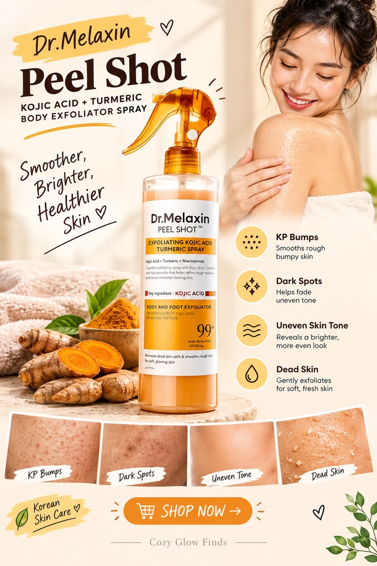 Dr.Melaxin Peel Shot PS Exfoliating Spray (200ml) – Kojic Acid & Turmeric Body & Foot Peeling Mist
