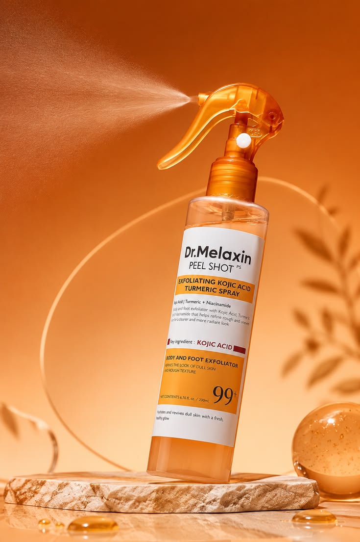 Dr.Melaxin Peel Shot PS Exfoliating Spray (200ml) – Kojic Acid & Turmeric Body & Foot Peeling Mist