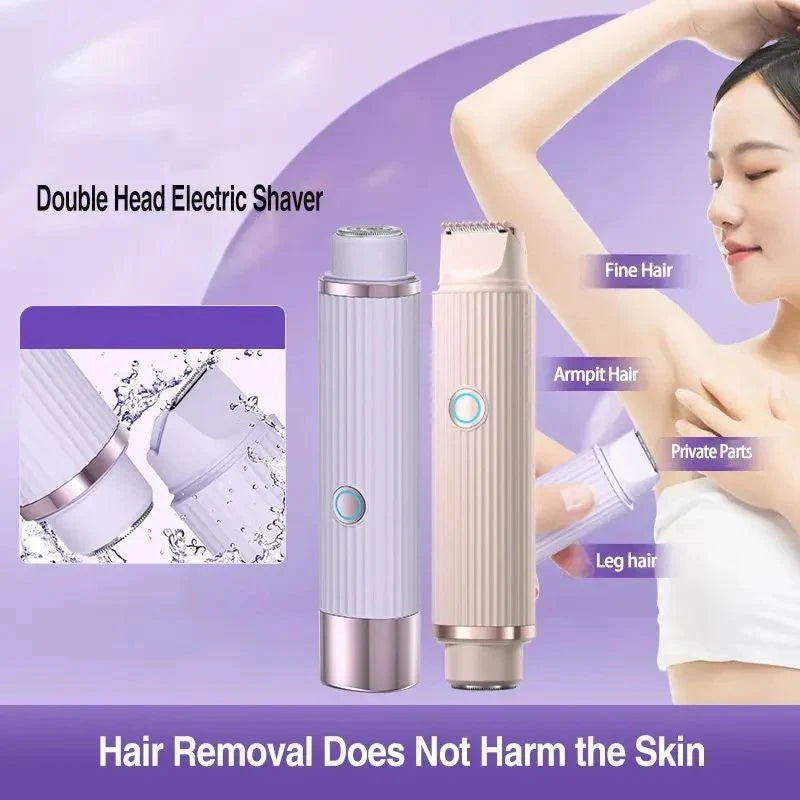Double Head Electric Shaver for Women – Painless Hair Removal Trimmer for Legs, Underarms & Bikini Area