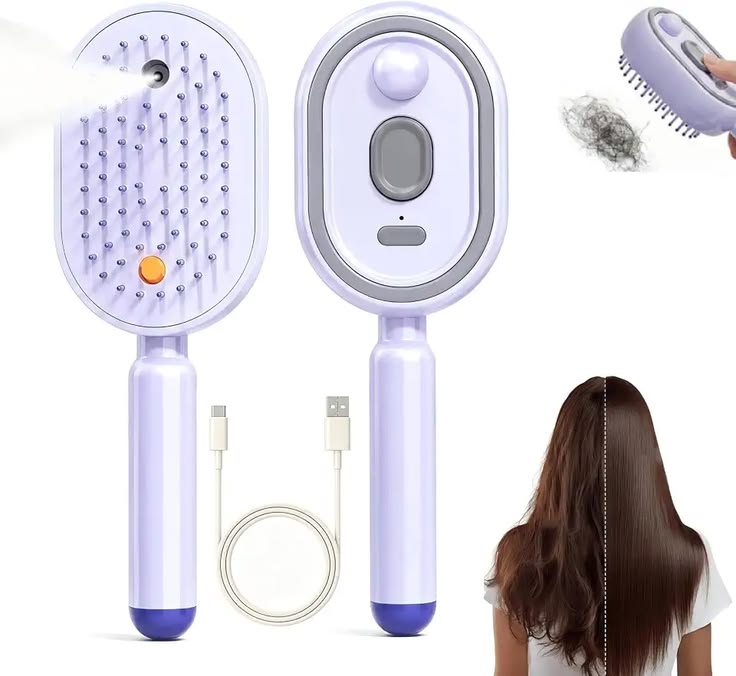 Electric Spray Retractable Hair Comb – Mist Hydrating Detangling Hair Brush