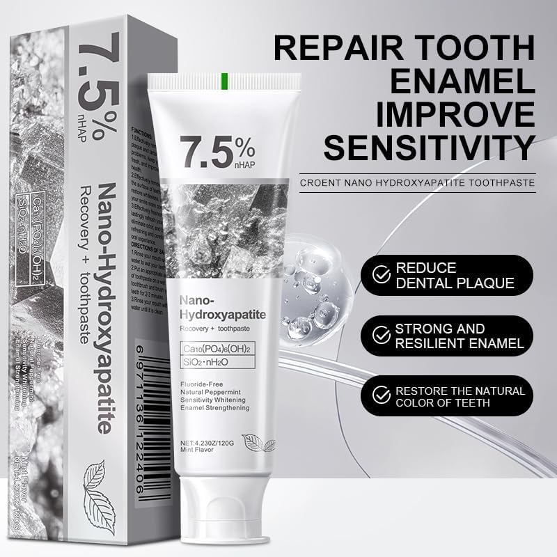 7.5% nHAP Nano-Hydroxyapatite Toothpaste (250g) – Fluoride-Free Enamel Repair & Sensitivity Relief
