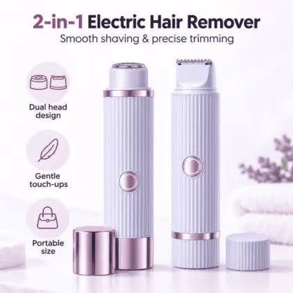 Double Head Electric Shaver for Women – Painless Hair Removal Trimmer for Legs, Underarms & Bikini Area