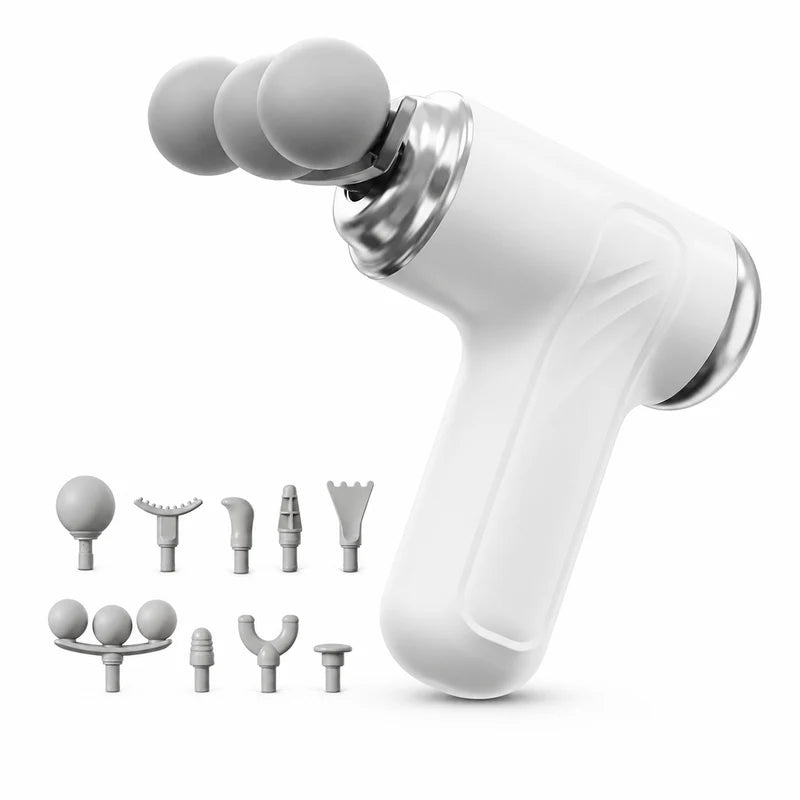 Portable Fascia Massage Gun – Multi-Head Percussion Massager with 6-Speed Settings