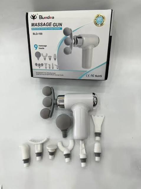 Portable Fascia Massage Gun – Multi-Head Percussion Massager with 6-Speed Settings