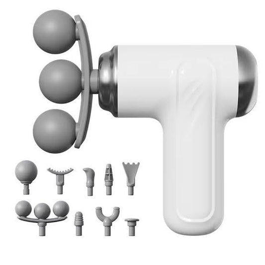 Portable Fascia Massage Gun – Multi-Head Percussion Massager with 6-Speed Settings